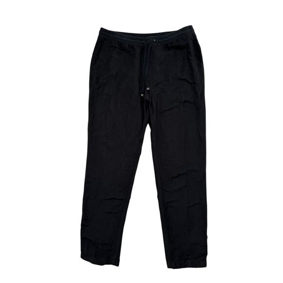 J.JILL Black Linen Blend Straight Leg Crop Pants Sz Medium Tall Pull On Pockets - Picture 1 of 9